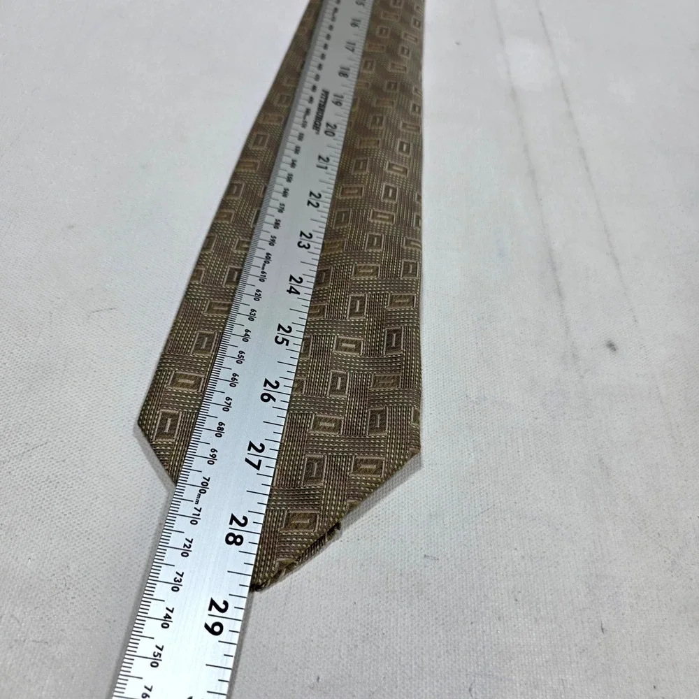 Robert Talbott Necktie Mens Olive Green Geometric Silk Best of Class Tie Office
